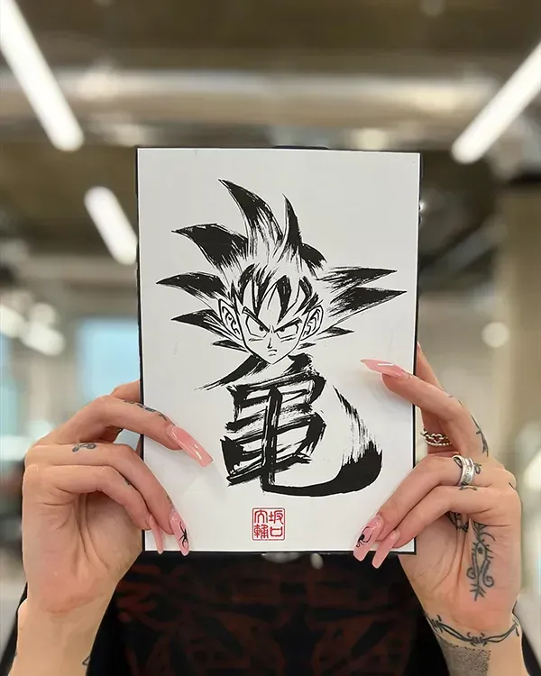 Merge iconic pop culture with classical Japanese artistry. Book this bespoke Shodo-style anime concept with experienced artist Daisuke Sakaguchi at Silent Moon Tattoo (London SE16).
