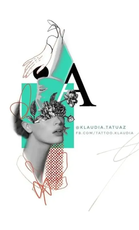 Claim this avant-garde abstract realism collage featuring delicate line art and vintage halftone textures! Secure your next custom piece with 15-year veteran artist Klaudia at Silent Moon Tattoo (London SE16).