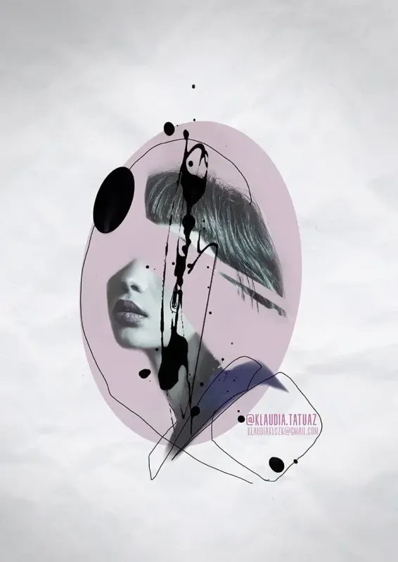 Claim this moody abstract realism ink drip portrait! Secure your next avant-garde custom piece with 15-year veteran artist Klaudia at Silent Moon Tattoo (London SE16).