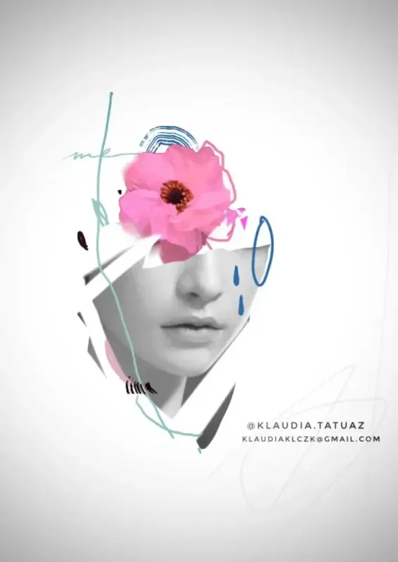 Claim this vibrant abstract realism floral and teardrop portrait! Secure your next custom color piece with 15-year veteran artist Klaudia at Silent Moon Tattoo (London SE16).