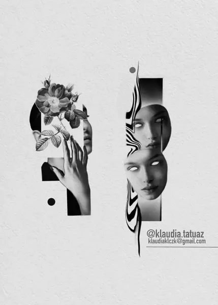 Claim your favorite dark abstract realism collage! Secure your next custom blackwork piece with 15-year veteran artist Klaudia at Silent Moon Tattoo (London SE16).