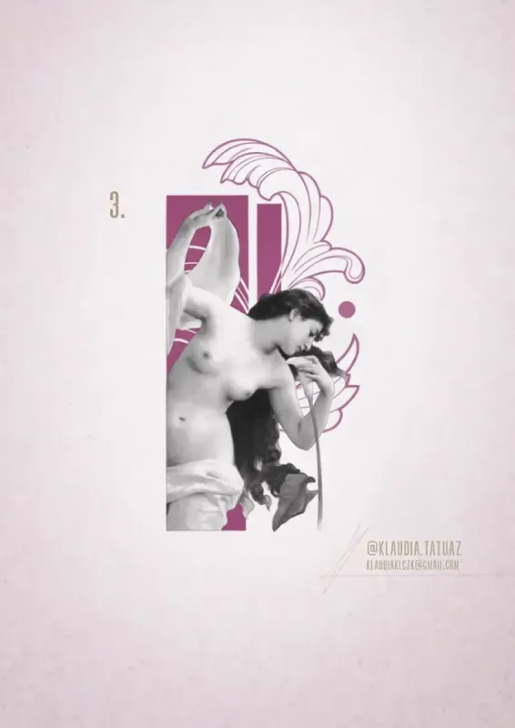 Claim this elegant classical realism collage! Secure your next fine art custom piece with 15-year veteran artist Klaudia at Silent Moon Tattoo (London SE16).