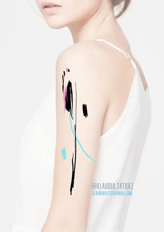 Claim this striking contemporary minimalist abstract design! Secure your next custom color piece with 15-year veteran artist Klaudia at Silent Moon Tattoo (London SE16).