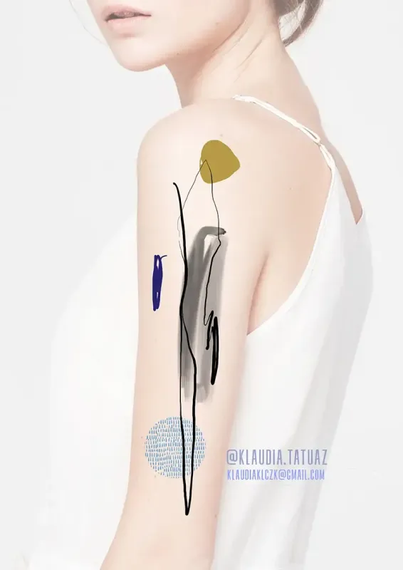 Claim this elegant minimalist abstract continuous line design! Secure your next avant-garde custom piece with 15-year veteran artist Klaudia at Silent Moon Tattoo (London SE16).