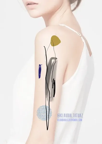 Claim this elegant minimalist abstract continuous line design! Secure your next avant-garde custom piece with 15-year veteran artist Klaudia at Silent Moon Tattoo (London SE16).