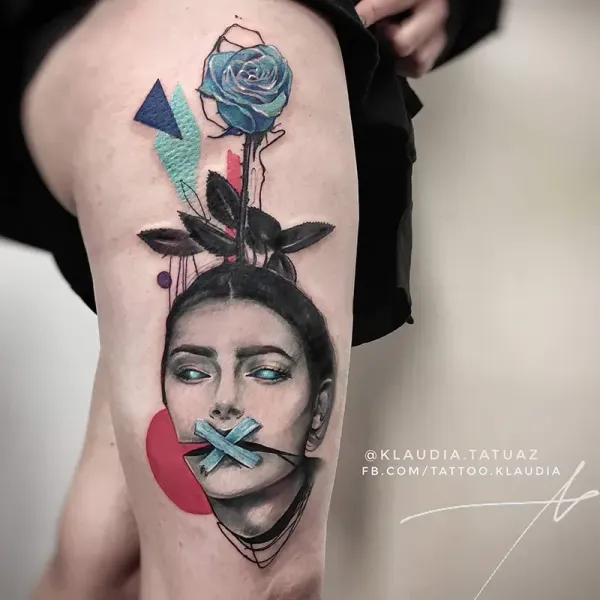Transform your dark surrealism concepts into reality! Book your custom mixed-media abstract portrait piece with 15-year veteran artist Klaudia at Silent Moon Tattoo (London SE16).