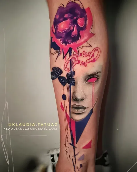 Transform your dark surrealism concepts into reality! Book your custom mixed-media abstract portrait piece with 15-year veteran artist Klaudia at Silent Moon Tattoo (London SE16).