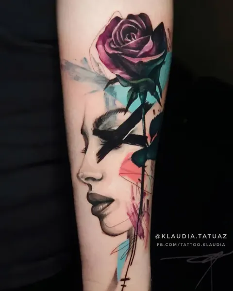 Transform your avant-garde vision into reality! Book your custom mixed-media abstract portrait piece with 15-year veteran artist Klaudia at Silent Moon Tattoo (London SE16).