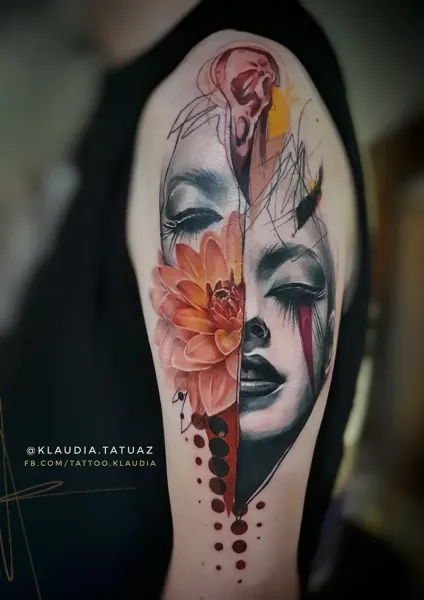 Transform your avant-garde vision into reality! Book your custom abstract realism portrait piece with 15-year veteran artist Klaudia at Silent Moon Tattoo (London SE16).