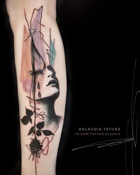 Transform your avant-garde vision into reality! Book your custom mixed-media abstract realism piece with 15-year veteran artist Klaudia at Silent Moon Tattoo (London SE16).