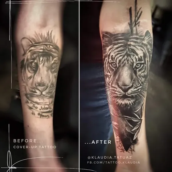 Transform your old ink into a masterpiece! Book your expert custom cover-up tattoo with 15-year veteran artist Klaudia at Silent Moon Tattoo (London SE16).